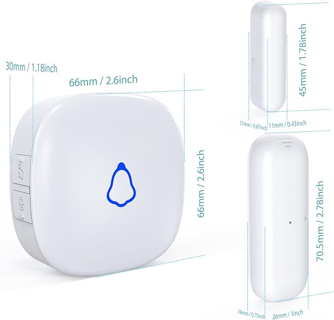METAK Door Chime, Wireless Door Open Contact Sensor Alarm with 500 FT Range, 58 Chimes and 5 Volume Levels for Business/Store/Home/Office When Entering, 2 Transmitters + 1 Plug-in Receiver