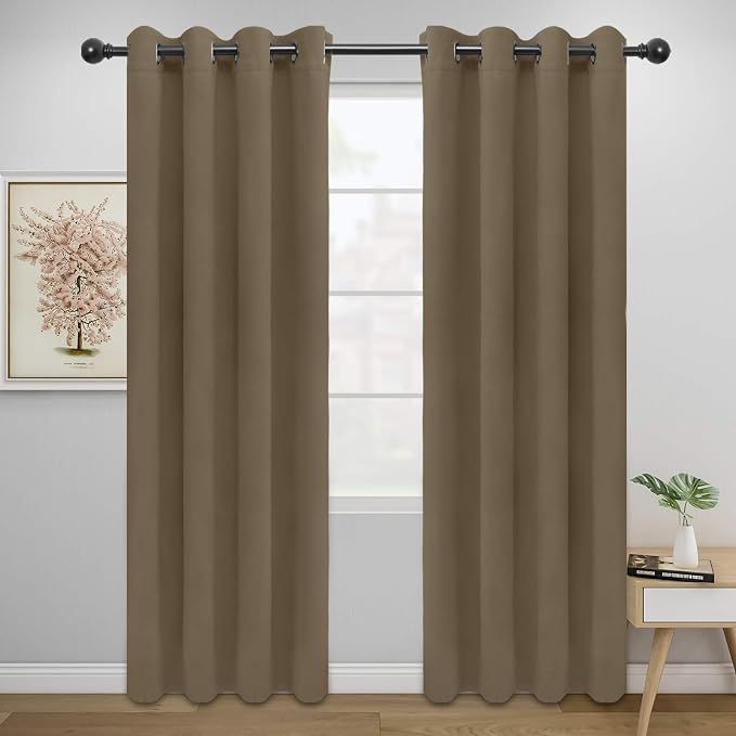 Easy-Going Thermal Grommet Blackout Curtains, 2 Panels 52x84 in, Natural | by Easy-Going