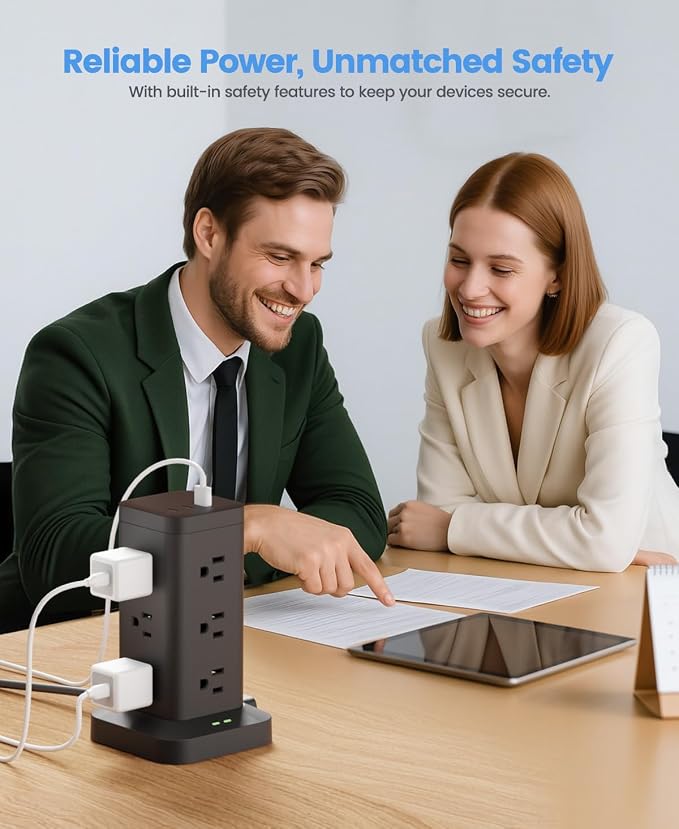 Power Strip Tower with Surge Protector 1800J, Fast Charging Tower PD20W USB-C - Image 8