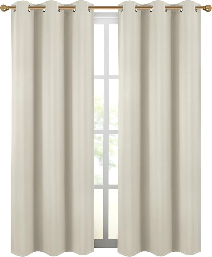 Diraysid Light Beige Grommet Blackout Curtains - Image 2