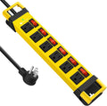 Heavy Duty Power Strip,6 Outlets Metal Power Strip with Individual Switch & Cord Management,Mountable Surge Protector 1200J,6FT Extension Cord(Yellow,6 FT)