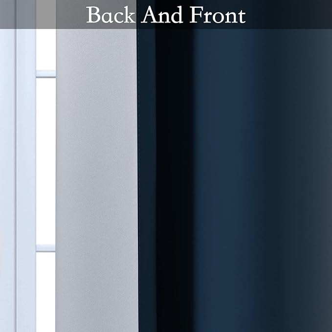 SimpleHome Ombre Navy Blue to Grey White Curtains - Image 5