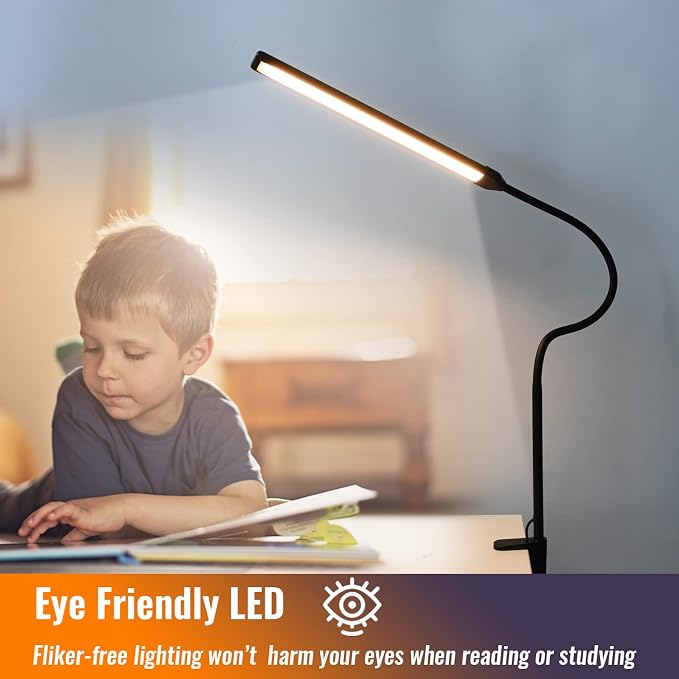 LED Desk Lamp with Clamp, Clamp Light, Tall Desk Lamp with Long Gooseneck - Image 6