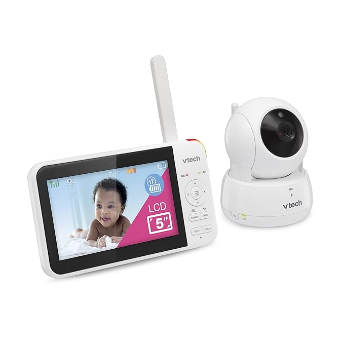VTech VM924 No WiFi Remote Pan-Tilt-Zoom Video Baby Monitor - 5" LCD Screen, Up to 17Hrs Video/31Hrs Audio Battery, 1000ft Range, Night Vision, Soothing Sounds, Temperature Sensor