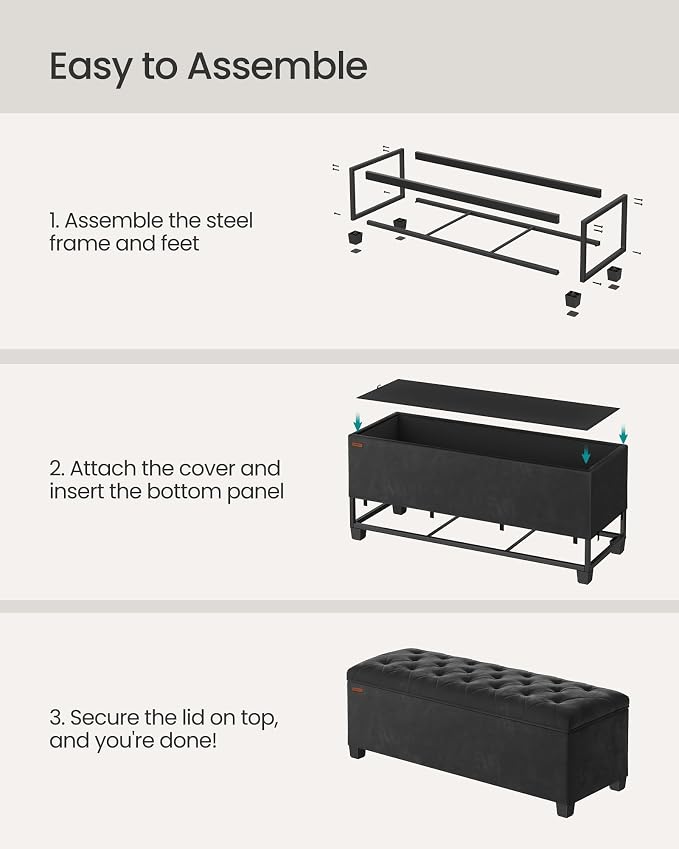 SONGMICS Velvet Storage Ottoman Bench, Foot Rest - Image 6