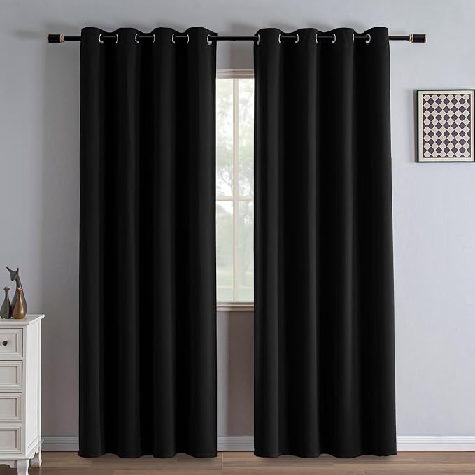 IGEMAEVE Blackout Curtains for Bedroom Grommet Black 35" W x 84" L | Bedroom | by IGEMAEVE