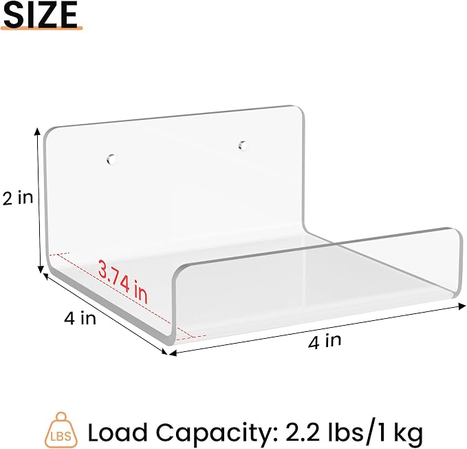 upsimples 4" Acrylic Shelves, Small Shelf - Image 3