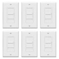 TOPGREENER Digital Dimmer Light Switch for 200W Dimmable LED/CFL Lights, Single Pole Led Slide Dimmer Switch, Neutral Wire Not Required, Wall Plate Included, UL Listed, TGDS1-W-6PCS, White,6 Pack