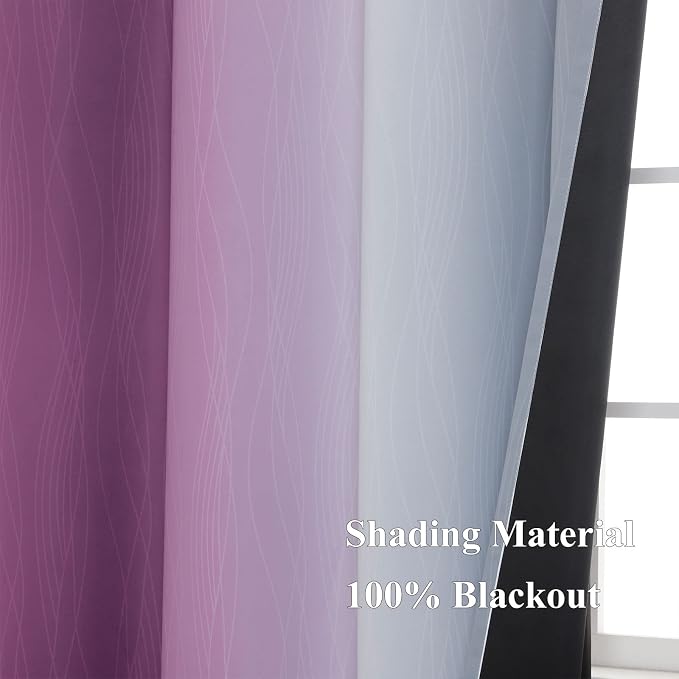 Purple and Gray Ombre Blackout Curtains - Image 5