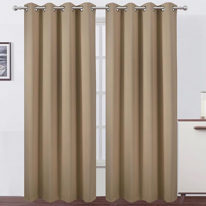 Natural Thermal Blackout Curtains/52 x 95 Inch/Set of 2 Panels Room Darkening by Lemomo