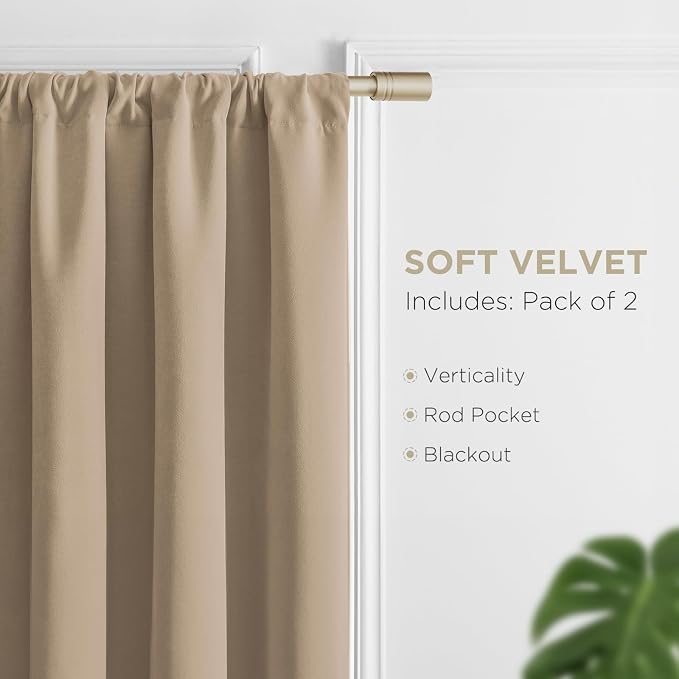 Joydeco Velvet Blackout Curtains Black Out Curtain 84 Inch Drapes | - Image 3