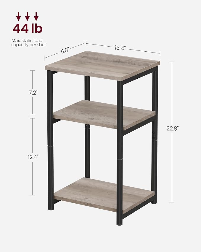 VASAGLE Side Table, Small End Table, Tall Nightstand, Steel Frame | - Image 3