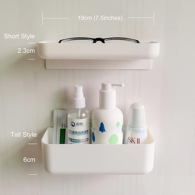 2 Styles Adhesive Plastic Floating Shelves Stick on Wall Mounted Shower - Image 4