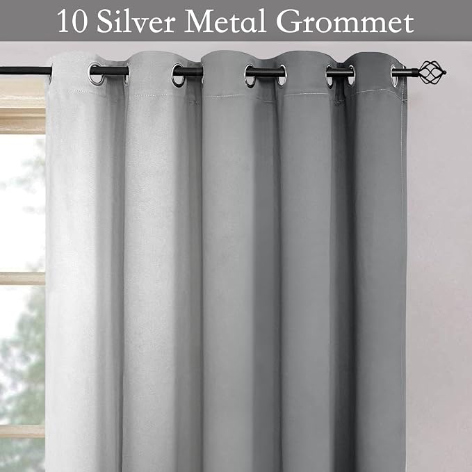 SimpleHome Ombre Curtains Grey to Grey White - Image 5