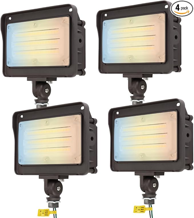 kadision LED Flood Light Outdoor, 50W/40W/30W 6500lm 3000K/4000K/5000K Selectable, Dusk-to-Dawn Photocell, IP65 Waterproof Adjustable Knuckle Mount Security Lights, 100-277V ETL Listed, 4 Pack