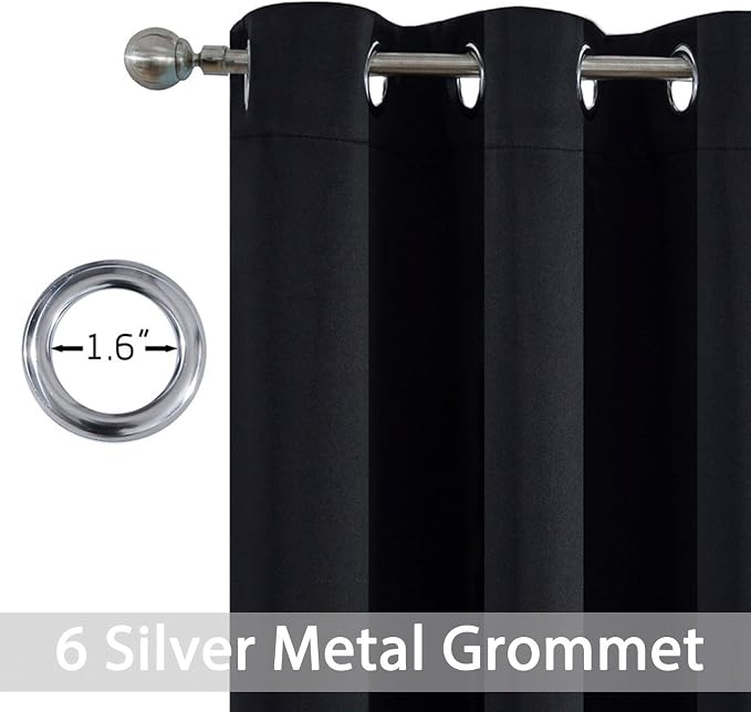 Yakamok Blackout Curtains 38x72 inch Black Thermal Drapes-Bedroom | 2 panels - Image 3