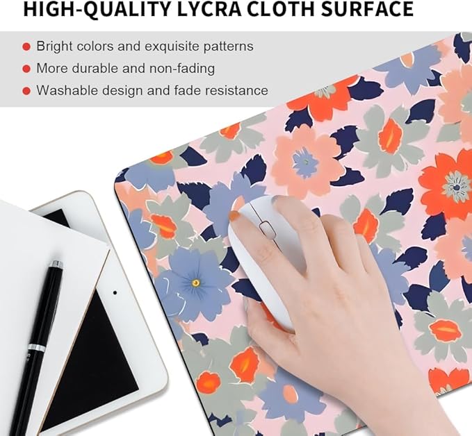 Field of Flowers Pastel Floral Square Mouse pad, Texture, Waterproof, Anti Slip Rubber Base, Computer Mouse pad, Laptop Mouse pad