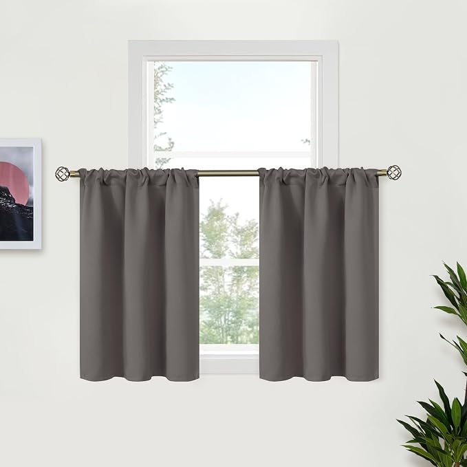 BGment Grey Blackout Curtains for Kitchen Cafe Window 34 x 36 Inch by BGment