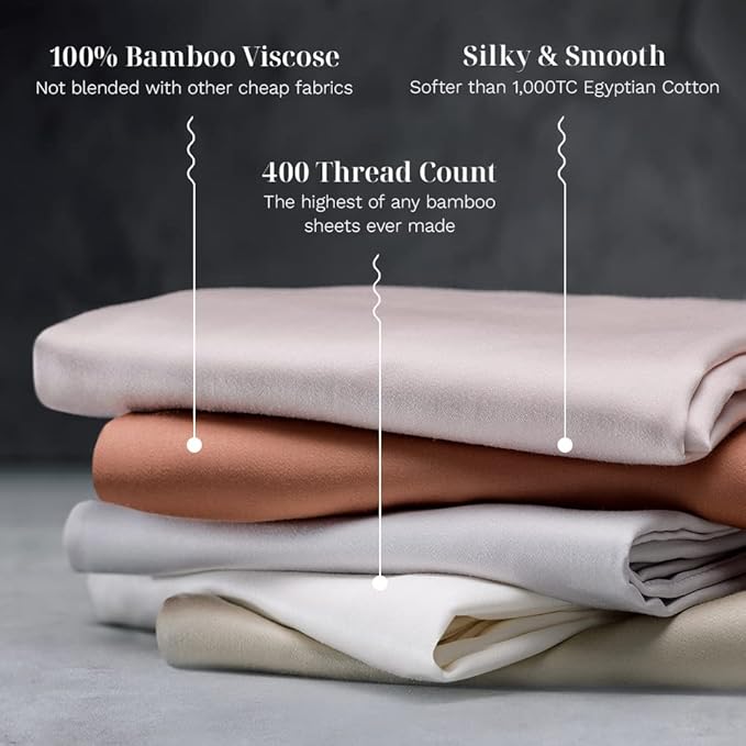 LUXOME Luxury Sheet Set | 100% Rayon (Viscose) from Bamboo | Queen Size - Blush | Deep Pockets | 4-Piece Set (Fitted, Flat, 2 Pillowcases)
