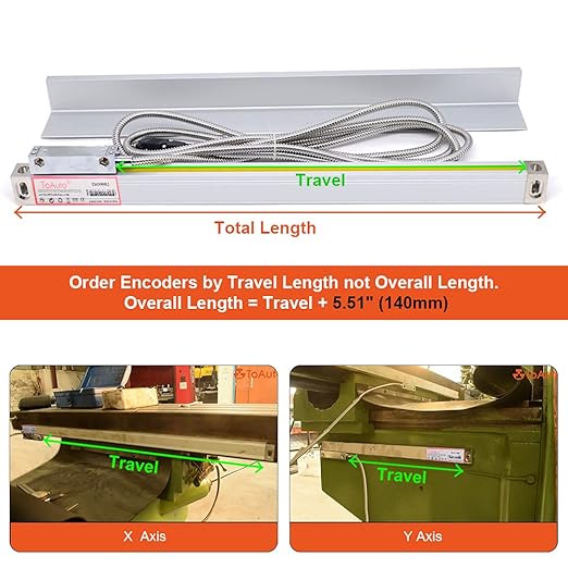 TOAUTO Digital Readout 2 Axis 3 Axis DRO Display Linear Scale 100mm 4" Precision 5um for Bridgeport/Knee Milling Lathe EDM Mill Machine