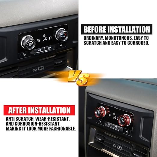 Air Conditioner Switch Control Button Knob Cover Compatible with 2024-2025 Hummer EV Accessories Rear Climate Control Knob Covers, Aluminum Alloy AC Decal Trim Rings Interior 2Pcs (Red)