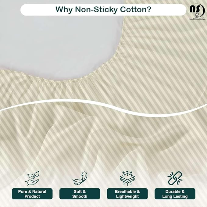 NON Sticky cotton Twin Size Sleeper Sofa Sheets, 4 Piece Egyptian Cotton Bed Sheet Set for Sofa Bed, 6" Deep Pocket Fitted Sheet for Pull Out Couch Mattress, 39" x 75", Ivory Stripe, Soft & Breathable