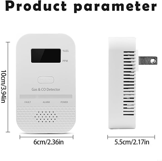 4PCS 2-in-1 Carbon Monoxide and Combustible Gas Detectors Combination, Plug in Co Leak Detector LNG LPG Monitor for Home Travel RV Essentials, Sound Alarm Over 85dB, 50-Feet Detection Range