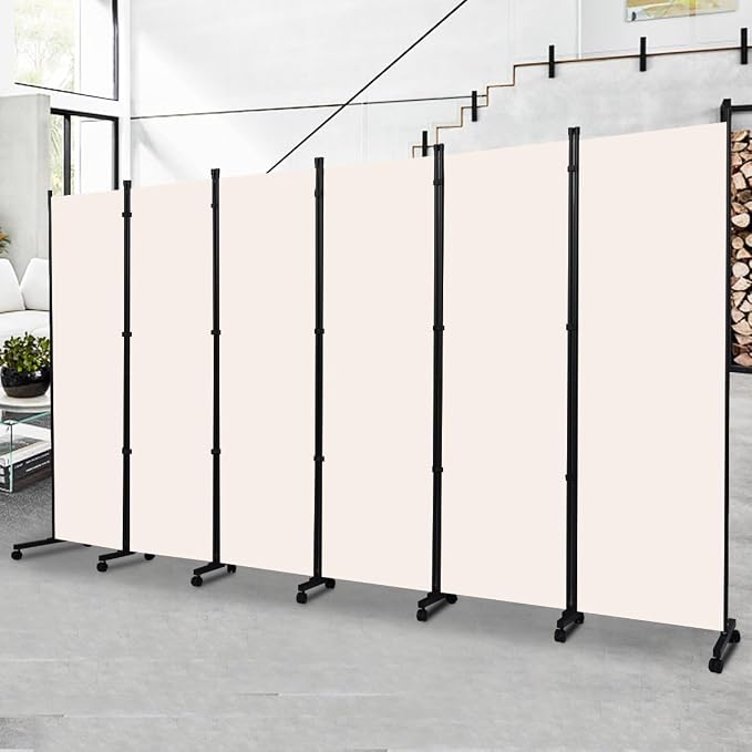 Room Divider Folding Privacy Screens W/Wheels, Divider by HOMSCREENER
