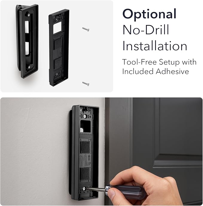 Wasserstein Horizontal Wedge Mount Compatible with Duo Cam Video Doorbell - Adjustable Angle for Better Viewing for Your Doorbell Camera - Optional No-Drill Installation (1 Pack, Black)