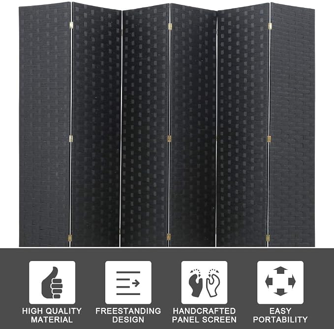 FDW 4-Panel Folding Room Divider | 6ft, Living Room - Image 2