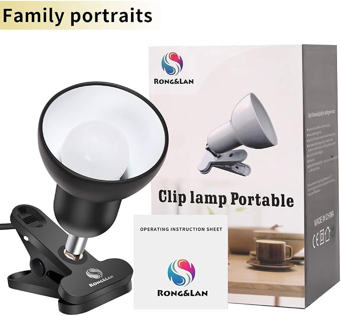RONG&LAN Clip lamp, 360° Rotation Clip on Lamp Portable Book Reading Light - Image 7