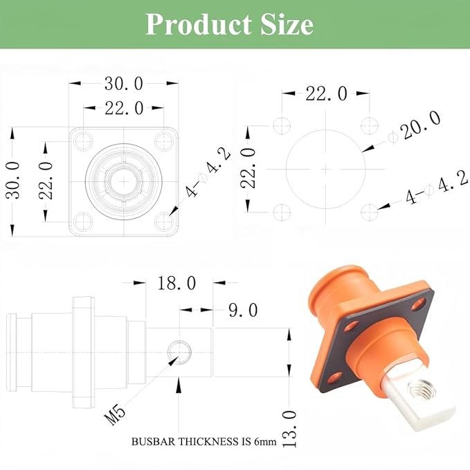 1 Set Battery Energy Storage Connector 150A 35mm² High Current HV Connectors Quick Plug Terminal Right Angle Plug and Socket IP67 Waterproof Power Adapter (Orange, 150A)