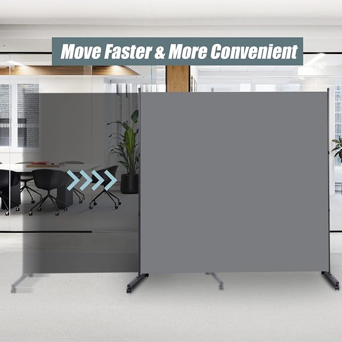 Room Divider 71'' Wide Partition Room Dividers, 1 Panel Wall Divider w/Wheel | - Image 4