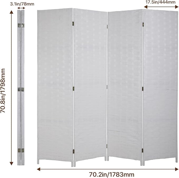 Room Dividers and Folding Privacy Screens 4 Panel 6 ft Foldable Portable Room - Image 7