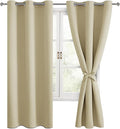 Blackout Curtains for Bedroom, Light Beige, 38 x 72 Inch, 2 Panels | Light by Hiasan