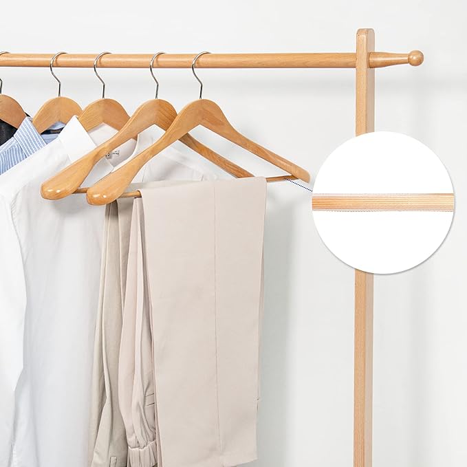 Nature Smile Luxury Natural Wooden Suit Hangers - 12 Pack - Wood Coat Hangers,Jacket Outerwear Shirt Hangers,Glossy Finish with Extra-Wide Shoulder, 360 Degree Swivel Hooks & Anti-Slip Bar with Screw