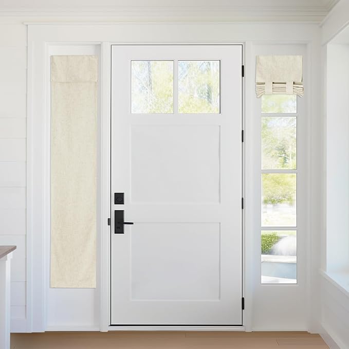 RYB HOME 100% Blackout Curtains Sidelight Window, Linen Textured | Linen by RYBHOME
