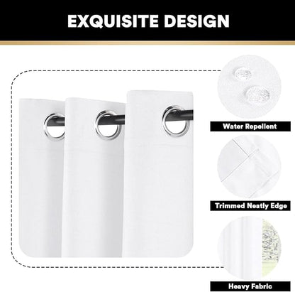 PrinceDeco 100% Blackout Curtains for Bedroom Blackout Linen Curtain for Sliding Glass Door Extra Wide Blackout Curtains Anti Rust Grommet Room Divider for Living Room,W100 X L108 Inch,Pure White