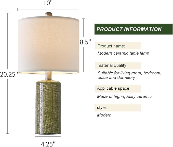 G-SAFAVA 20.25" Small Table Lamps Set of 2 Modern Ceramic Lamps - Image 9