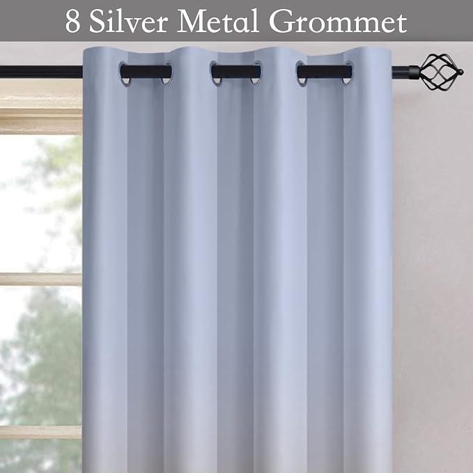 SimpleHome Ombre Gradient Burnt Orange White to Gray Curtains Bedroom 84L | - Image 3