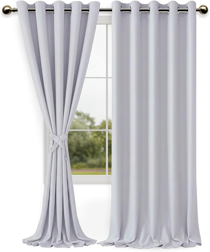 DWCN Greyish White Window Curtains – Thermal Insulated Energy Saving Drapes - Image 7