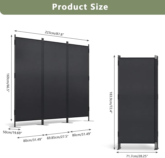 2PCS Room Divider Panel 6ft Privacy Screen - Image 2