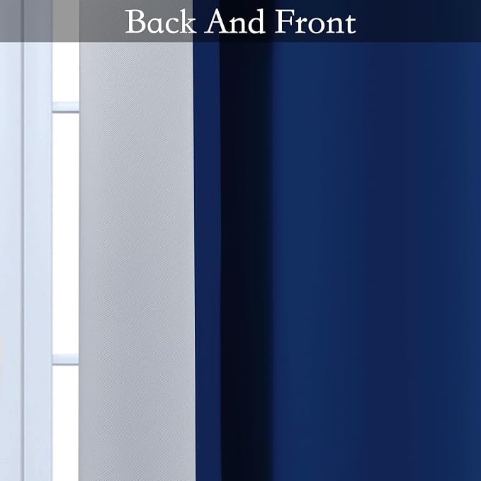 SimpleHome Ombre Royal Blue to Grey White Curtains - Image 6