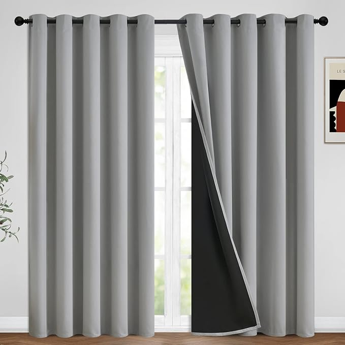 Yakamok 100% Blackout Curtains, 2 Thick Layers Completely Blackout Soild by Yakamok