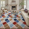 6x9 Checkered Rug for Living Room Rainbow Modern Soft Area Rug Fluffy Non-Slip by PureCozy