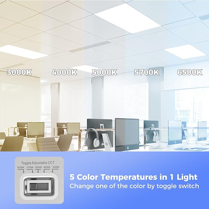 Aphyni 30 Pack 2x4 LED Flat Panel Light, Bright 9100LM Flush Mount Office Kitchen Ceiling Light Fixtures,Dimmable,Selectable 5 CCT 3000K/4000K/5000K/5700K/6500K, 5 Wattages 30W/40W/50W/60W/70W