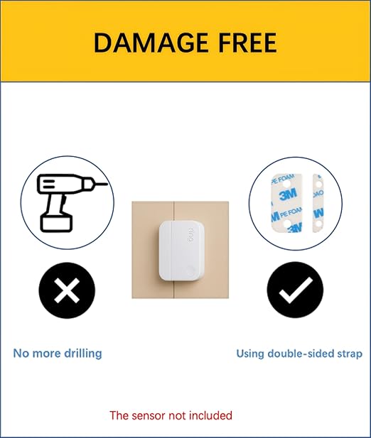 Adhesive Replacement Strips for Ring Contact Sensor 2nd Gen - Pre-Cut Double-Sided Tape 12-Pack (12Sensor&12Magnet Pads), No Cutting Needed, Secure Mounting for Door/Window Alarm Systems (24 Pack)