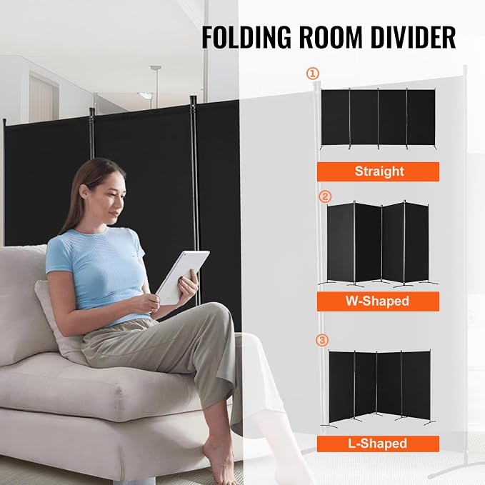 VEVOR Room Divider, 4 Panel Room Divider, Folding Privacy Screen and Portable - Image 5