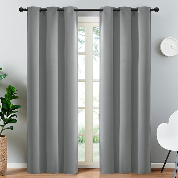 Yakamok Blackout Curtains 38x84 inch Dove Grey Thermal Drapes-Bedroom | 2 panels by Yakamok