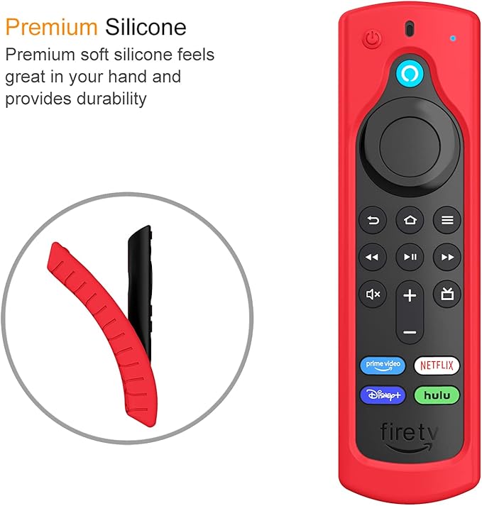 CaseBot Remote Case for Fire TV Stick HD/4K/4K Max (1st Gen)/Fire TV Stick (3rd Gen)/Lite - Anti-Slip Shockproof Silicone Cover for Alexa Voice Remote (2nd & 3rd Generation) (Red)